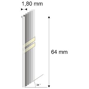 Truhlářské Brady šikmé 34° Narex 15G-DA/64 - 1,80 x 64 mm