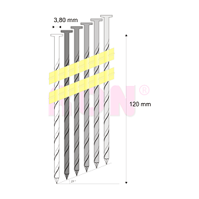 Hřebíky RB kroucené pásek, plast 21° 3,80 x 120 mm - 2 400 ks