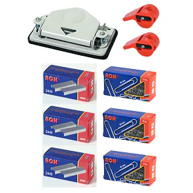 Akční set Mikov - děrovač, spojovače, spony