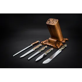 Sada kuchyňských nožů EXCLUSIVE s ocílkou, špalek 68-5/P