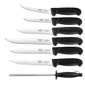 AKČNÍ SET ŘEZNÍK VELKÝ - 6 řeznických nožů s ocílkou