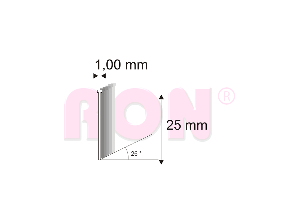 Truhlářské Brady šikmé 26° Narex 500/25 - 1 x 25 mm - 5 000 ks