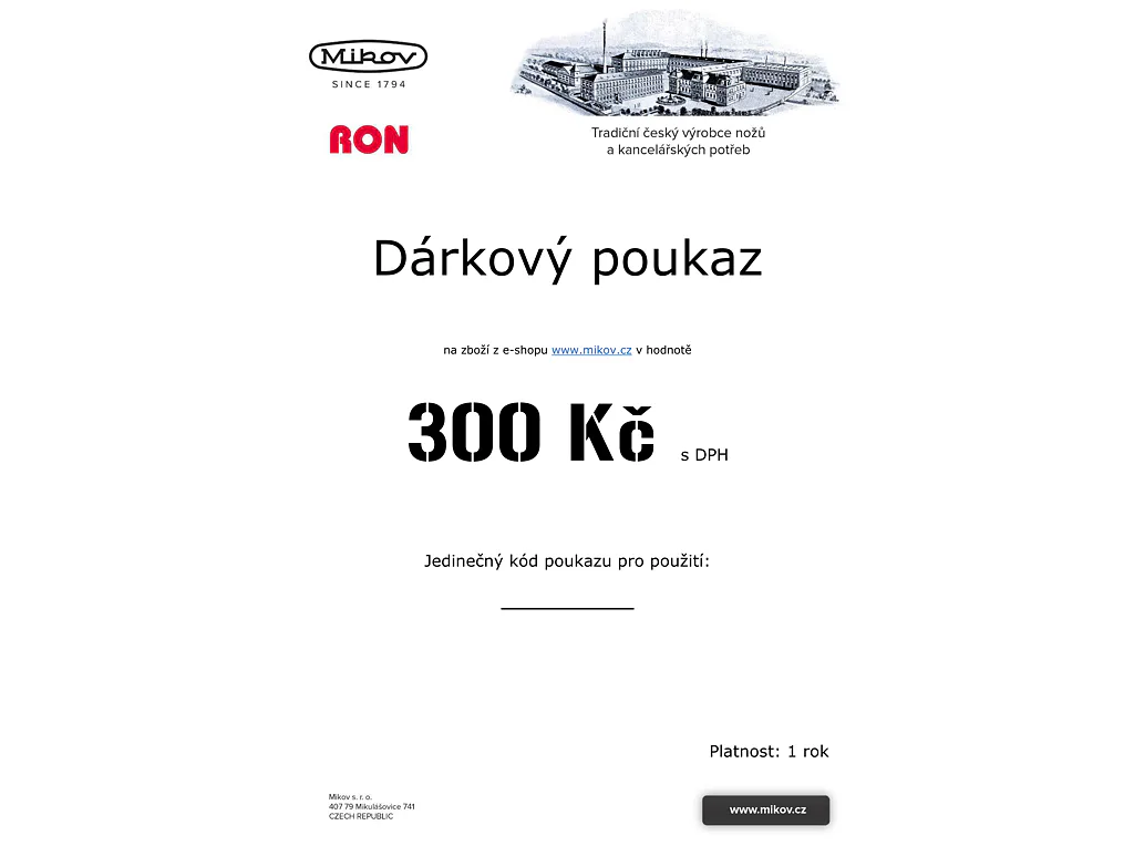 Dárkový poukaz - 300 Kč