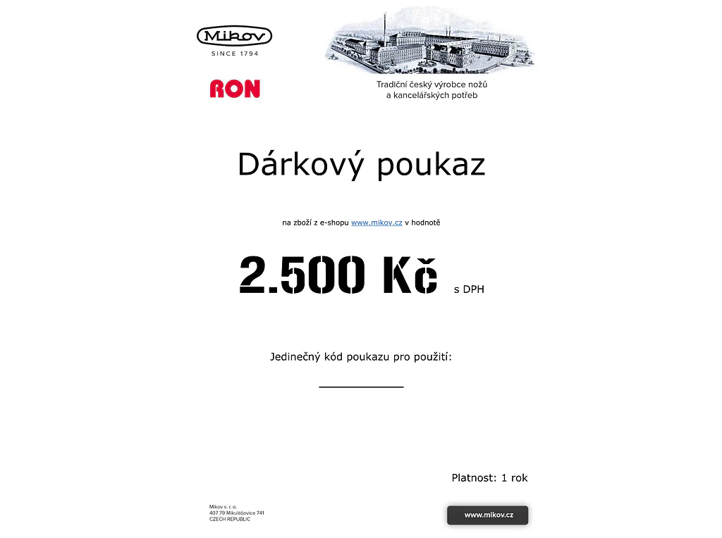 Dárkový poukaz - 2 500 Kč