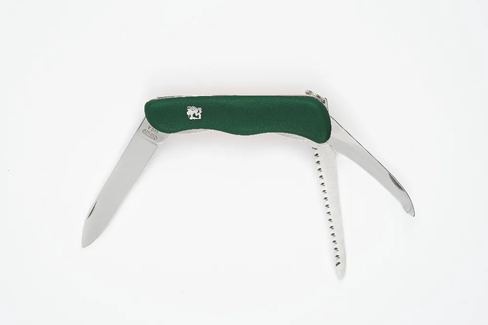 Kapesní zavírací nůž PRAKTIK 3dílný s pilkou a páráčkem zelená střenka 115-XH-3