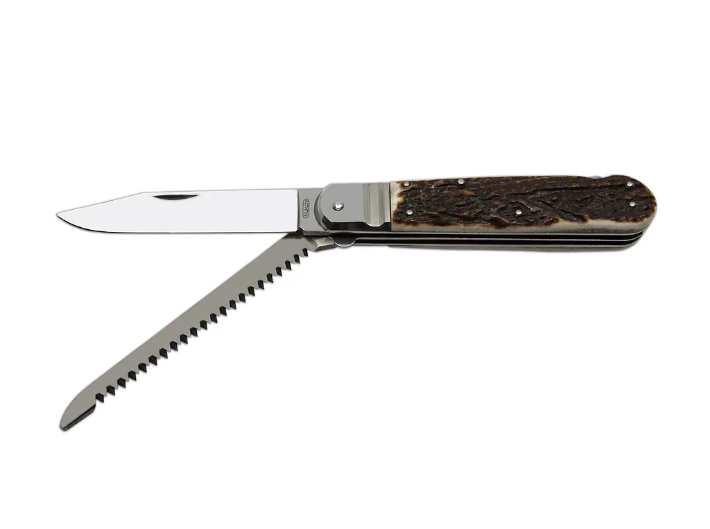 Lovecký zavírací nůž HUNTER 2dílný s pilkou - střenka paroh 230-XP-2