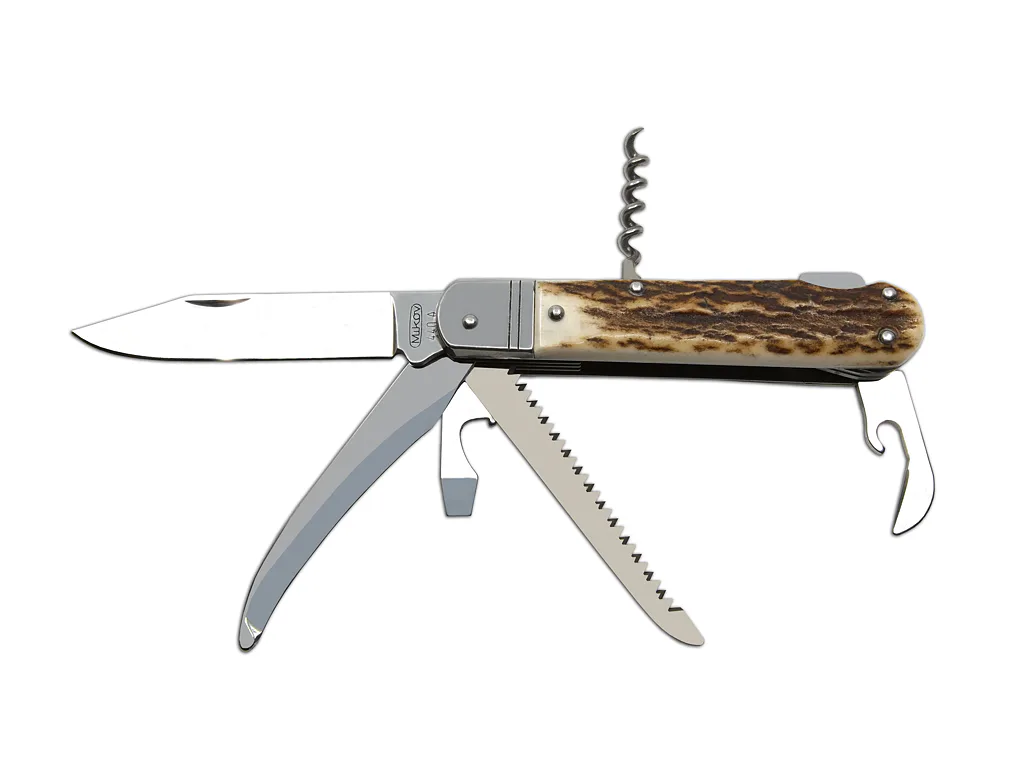 Lovecký zavírací nůž FIXIR 6dílný s pilkou, páráčkem, vývrtkou a otvírákem na láhve a konzervy - 232