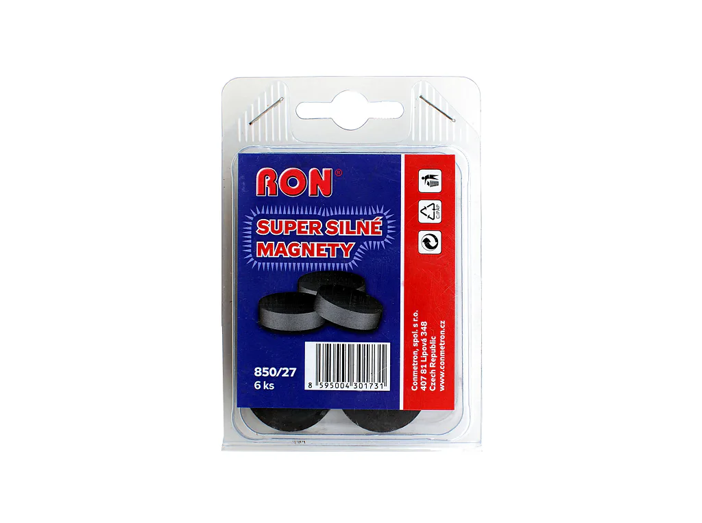 Magnety Mikov 850 - super silné 27 mm - 6 ks