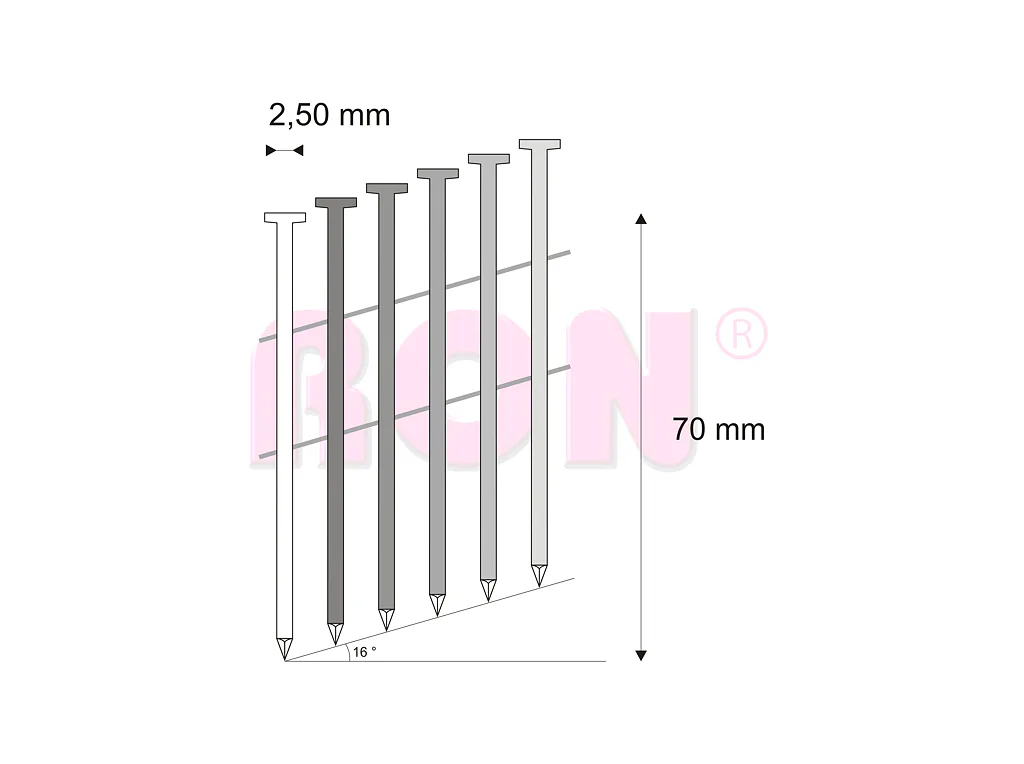 Hřebíky FAC hladké svitek, drát 16° 2,50 x 70 mm - 6 000 ks